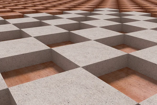 Close-up of beige cubes on wooden surface — Stock Photo, Image