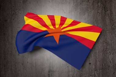 kirli bir arka plan üzerinde bir Arizona bayrağı 3D render