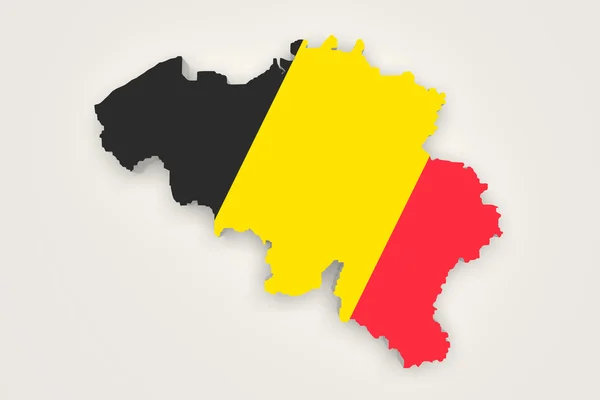 Silhouette der belgischen Landkarte mit belgischer Flagge — Stockfoto