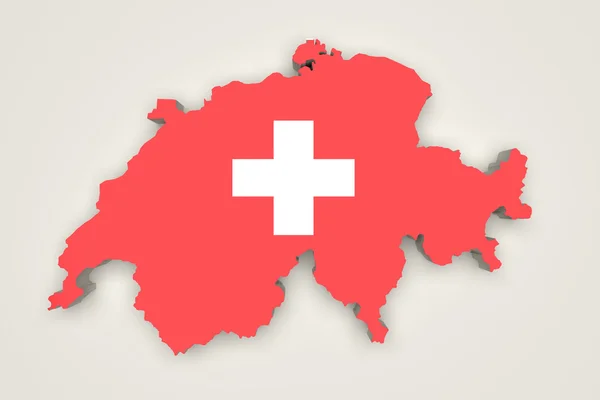 Silueta mapa Švýcarska s vlajkou Belgie — Stock fotografie