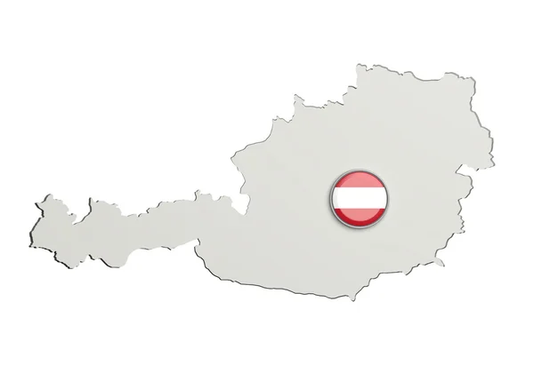 オーストリアのマップ ボタンをオーストリアの国旗のシルエット — ストック写真