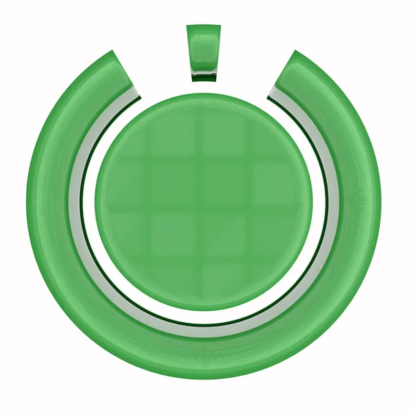 3D рендеринг крупным планом символа "on" зеленого цвета на белом фоне — стоковое фото