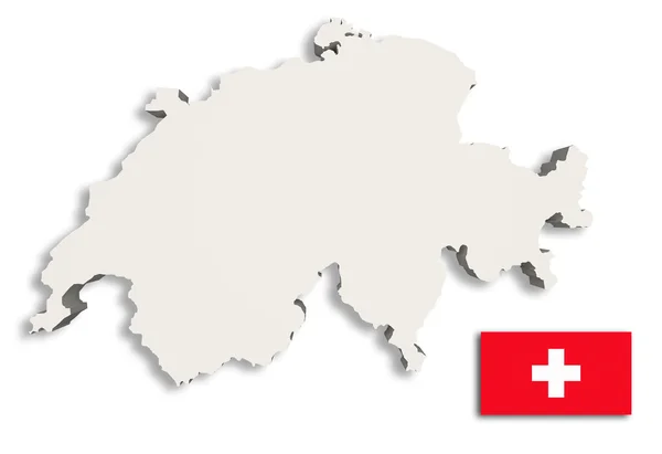 Силуэт Швейцарии с флагом Швейцарии — стоковое фото