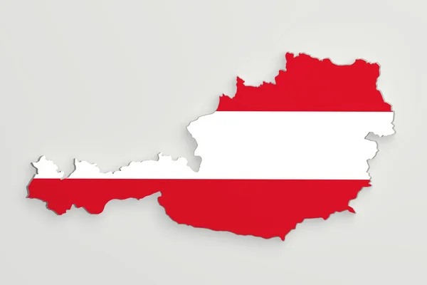 Sylwetka mapy Austrii z flagą — Zdjęcie stockowe