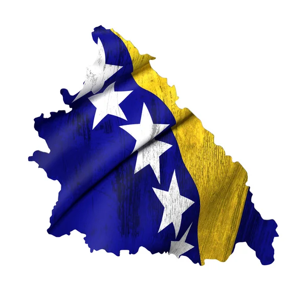 Silueta de Bosnia y Herzegovina mapa con bandera —  Fotos de Stock