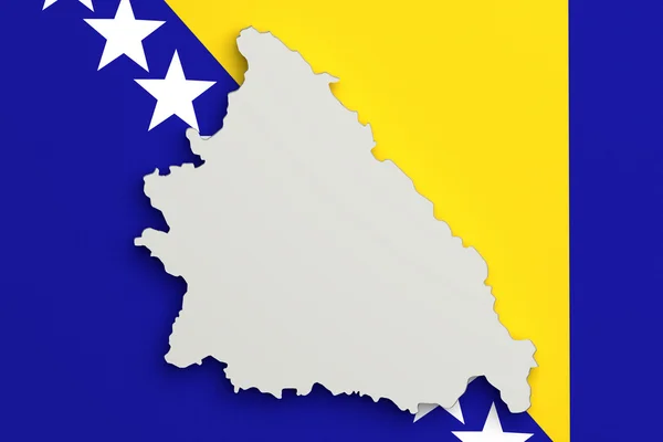 Silhouette von Bosnien und Herzegowina Karte mit Flagge — Stockfoto