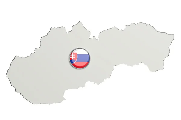Silhouette of Slovakia map with slovakian flag on button — Stock Photo, Image