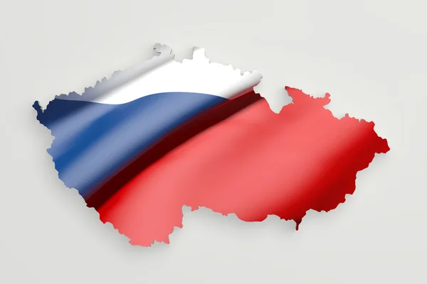 Σιλουέτα του χάρτη Τσεχία με σημαία — Φωτογραφία Αρχείου
