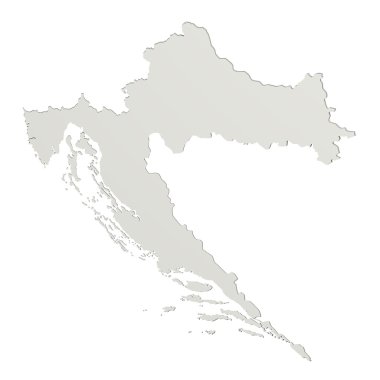 beyaz zemin üzerinde bir Hırvatistan Haritası 3B oluşturma.