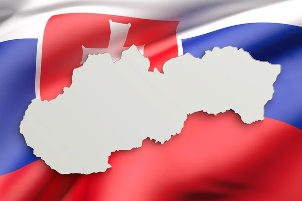 Silhuett av Slovakien karta med flagga — Stockfoto