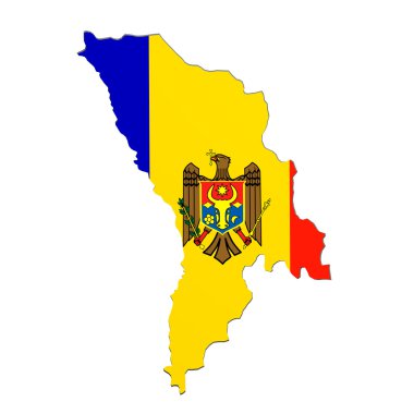 Siluet bayrak ile Moldova Haritası