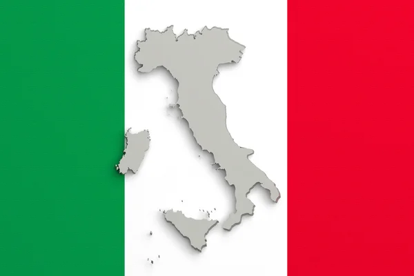 Σιλουέτα του χάρτη Ιταλία με σημαία — Φωτογραφία Αρχείου