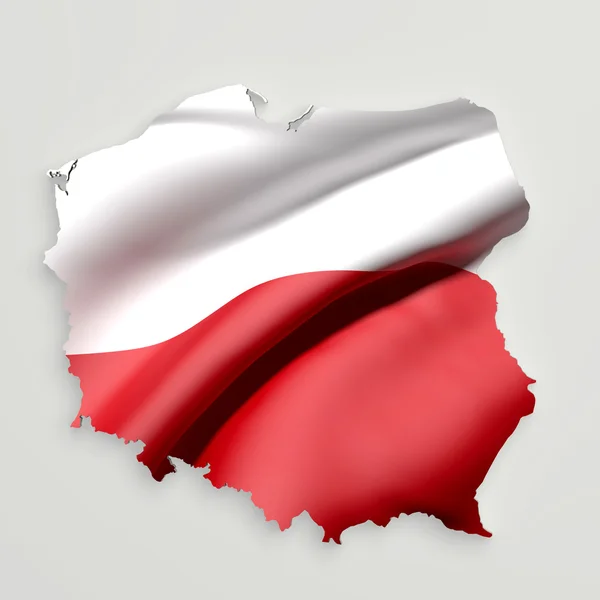 Mappa di Silhouette della Polonia con la bandiera — Foto Stock