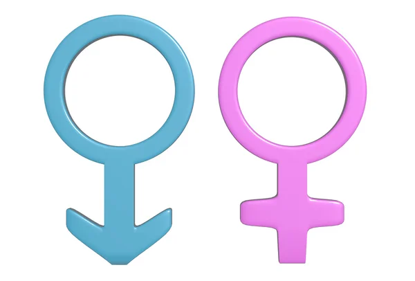 Dos símbolos rosas y azules de hombres y mujeres — Foto de Stock