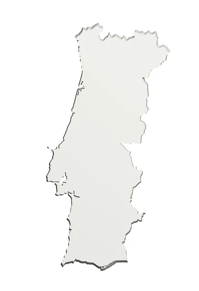 3D-Darstellung einer portugiesischen Landkarte auf weißem Hintergrund. — Stockfoto