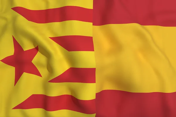 Catalunha e bandeira da Espanha — Fotografia de Stock