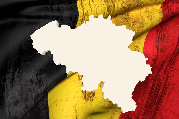 Silhouette of Belgium mapa con la bandera — Foto de Stock