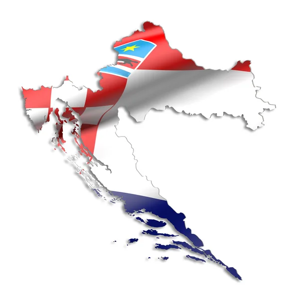 Silhouette of Croatia map with flag — Stock Photo, Image