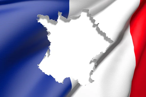 Sylwetka mapy Francji z flagą — Zdjęcie stockowe