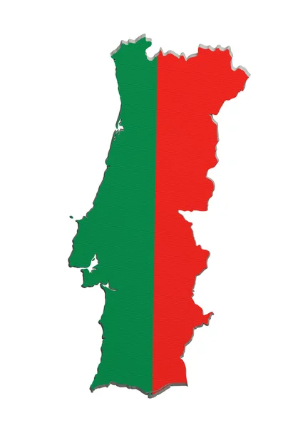 Σιλουέτα του χάρτη της Πορτογαλίας με σημαία — Φωτογραφία Αρχείου