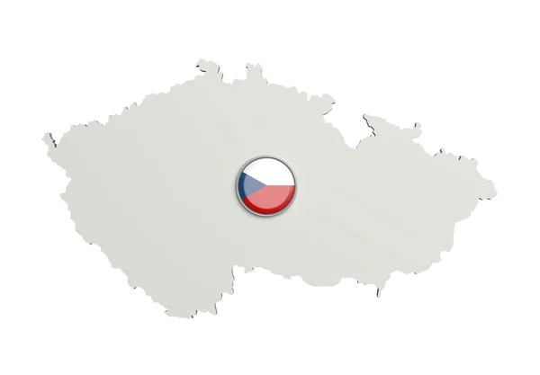 Çek Cumhuriyeti harita Çek Cumhuriyeti bayrağı düğmesini silüeti — Stok fotoğraf