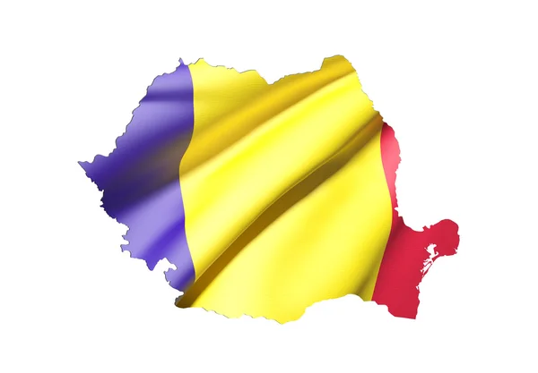 Silhuett av Rumänien karta med flagga — Stockfoto