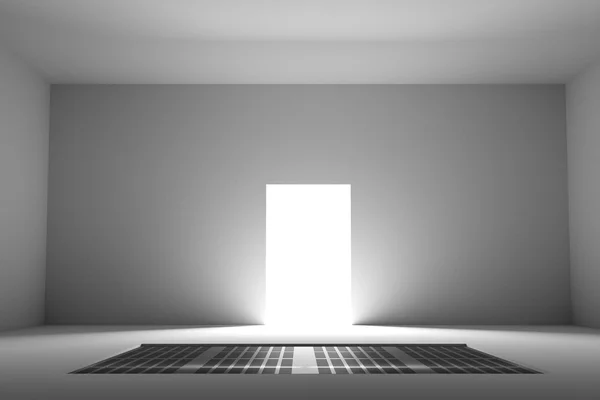 View on illuminated door from empty room — Stock Photo, Image