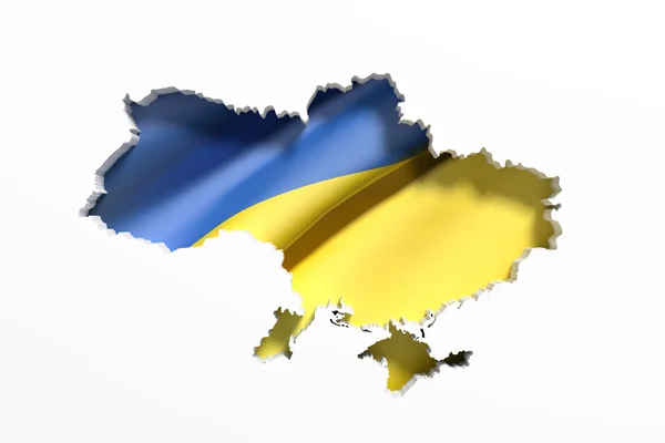 フラグを持つウクライナ マップのシルエット — ストック写真