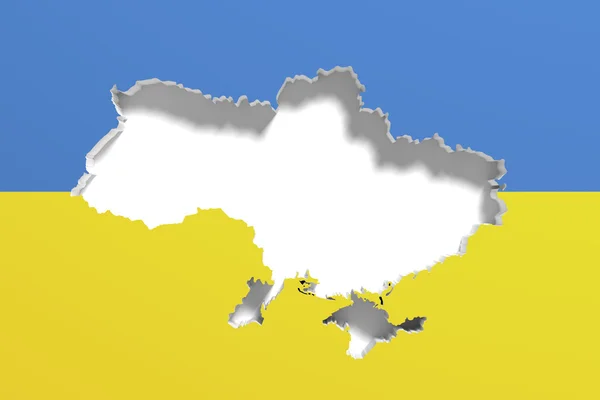 Mappa di Silhouette of Ukraine con la bandiera — Foto Stock