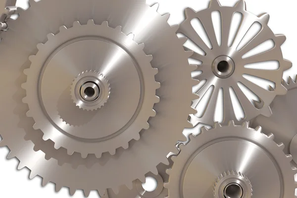 3d rendering metallic gear wheels in close-up — Stock Photo, Image