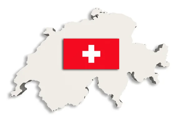 Silueta mapa Švýcarska s Switzerlandflag — Stock fotografie