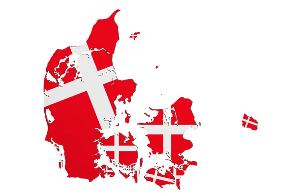 丹麦国旗与地图的轮廓 — 图库照片