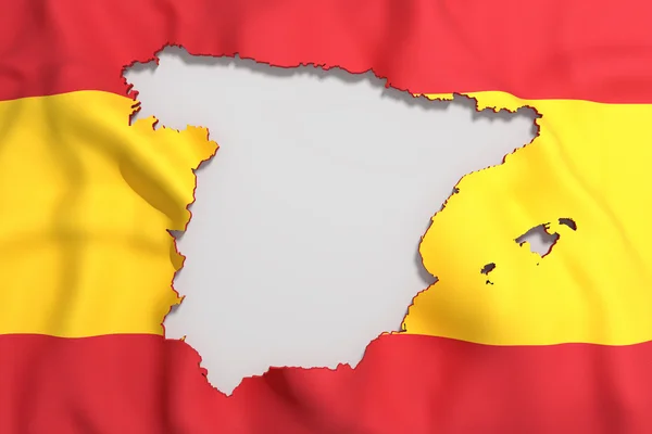 Silhouette der spanischen Landkarte mit Flagge — Stockfoto