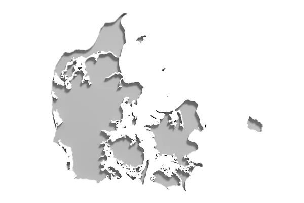 Representación 3d de un mapa de Dinamarca sobre fondo blanco . —  Fotos de Stock