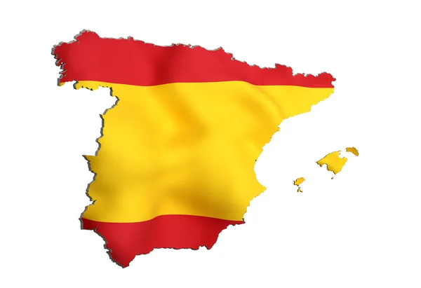フラグとスペイン地図のシルエット — ストック写真