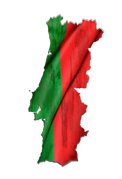 Sylwetka mapa Portugalii z flagą — Zdjęcie stockowe