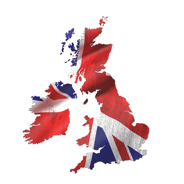 Silhouette of United Kingdom map with flag — Stock Photo, Image