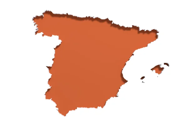 3D-Darstellung einer spanischen Landkarte auf weißem Hintergrund. — Stockfoto