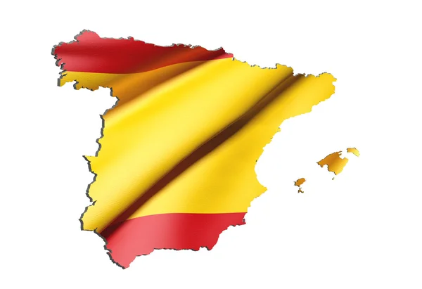 Silhuett av Spanien karta med flagga — Stockfoto