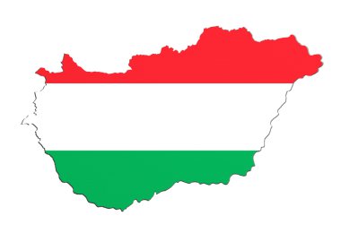 Siluet bayrak ile Macaristan haritası