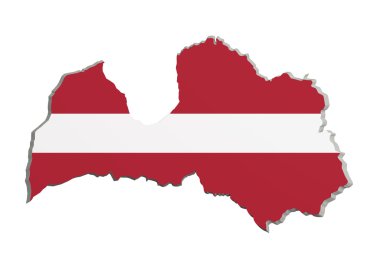 Siluet bayrak ile Letonya Haritası