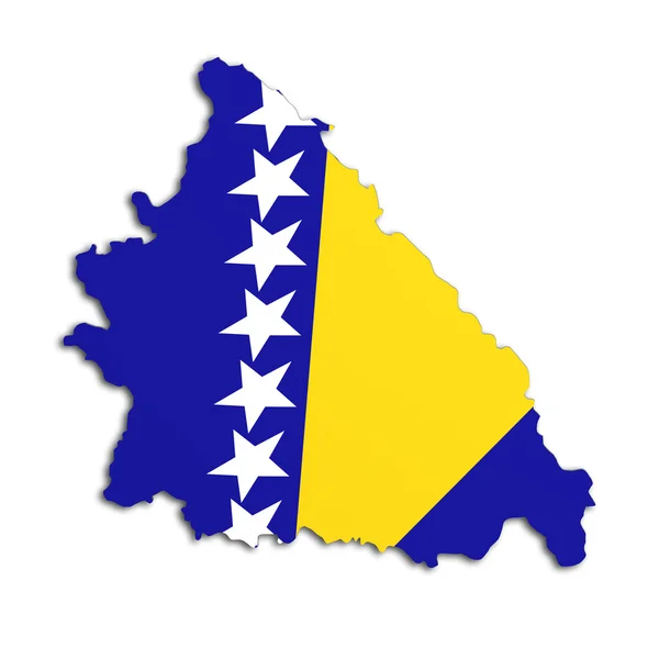 Silhouette of Bosnia Herzegovina mapa con la bandera —  Fotos de Stock