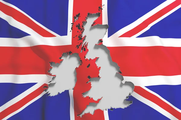 Silhouette of United Kingdom map with flag — Stock Photo, Image