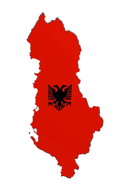 Sylwetka mapy Albanii z flagą — Zdjęcie stockowe