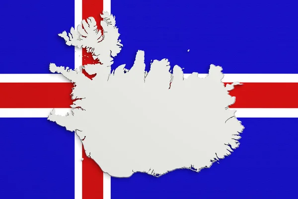 Silhouette of Iceland map with flag — Stock Photo, Image