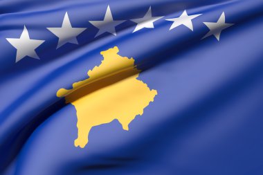 Kosova bayrağı sallayarak 3d render