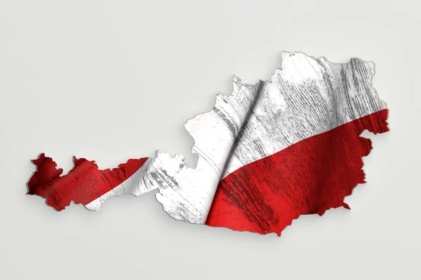 Карта Австрии силуэт с флагом — стоковое фото