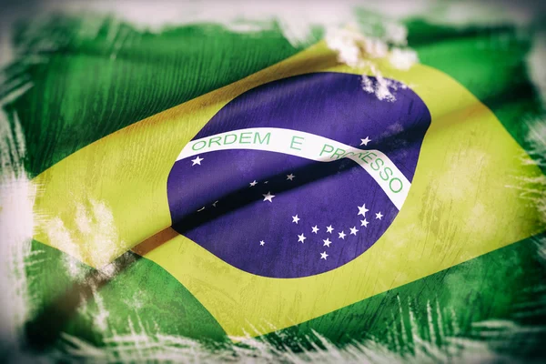 Representación 3d de una bandera de Brasil vieja y sucia —  Fotos de Stock