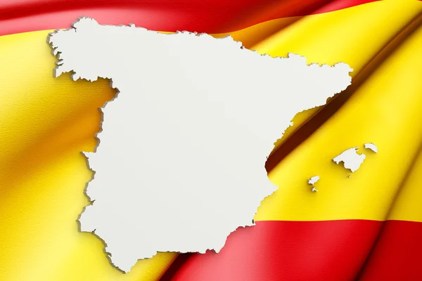 Silhouette der spanischen Landkarte mit Flagge — Stockfoto