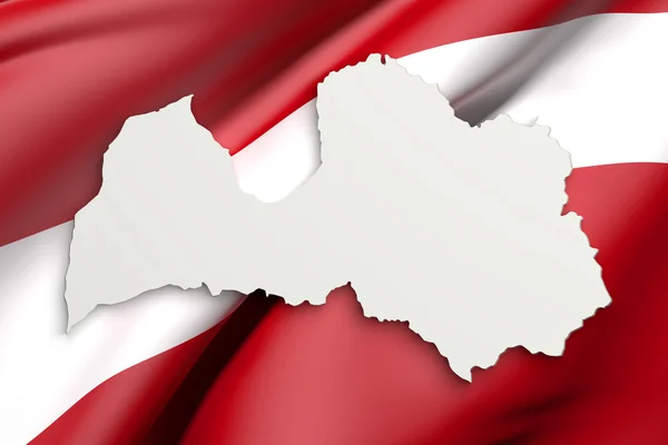 Silhouette of Latvia map with flag — Stock Photo, Image